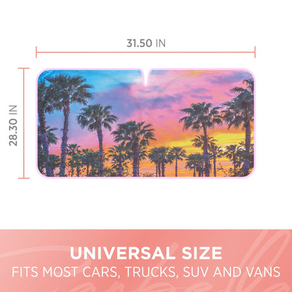 Carbella Sunset Palm Trees Front Windschutzscheibe Sonnenschirm XXL (64' x 32')