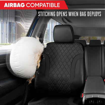 Motor Trend Faux Ledersitzbezüge für LKW, Autos und SUV - Front Black Car Seat Cover Set - Universal Fit für die meisten Automobile - Forros Para Asientos De Carro - CarSeat Cover Zubehör