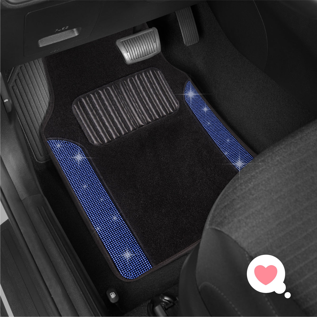 Carbella 4-Piece Diamond Bling Vorderbodenmatten und Hinterbodenmatten - Blau