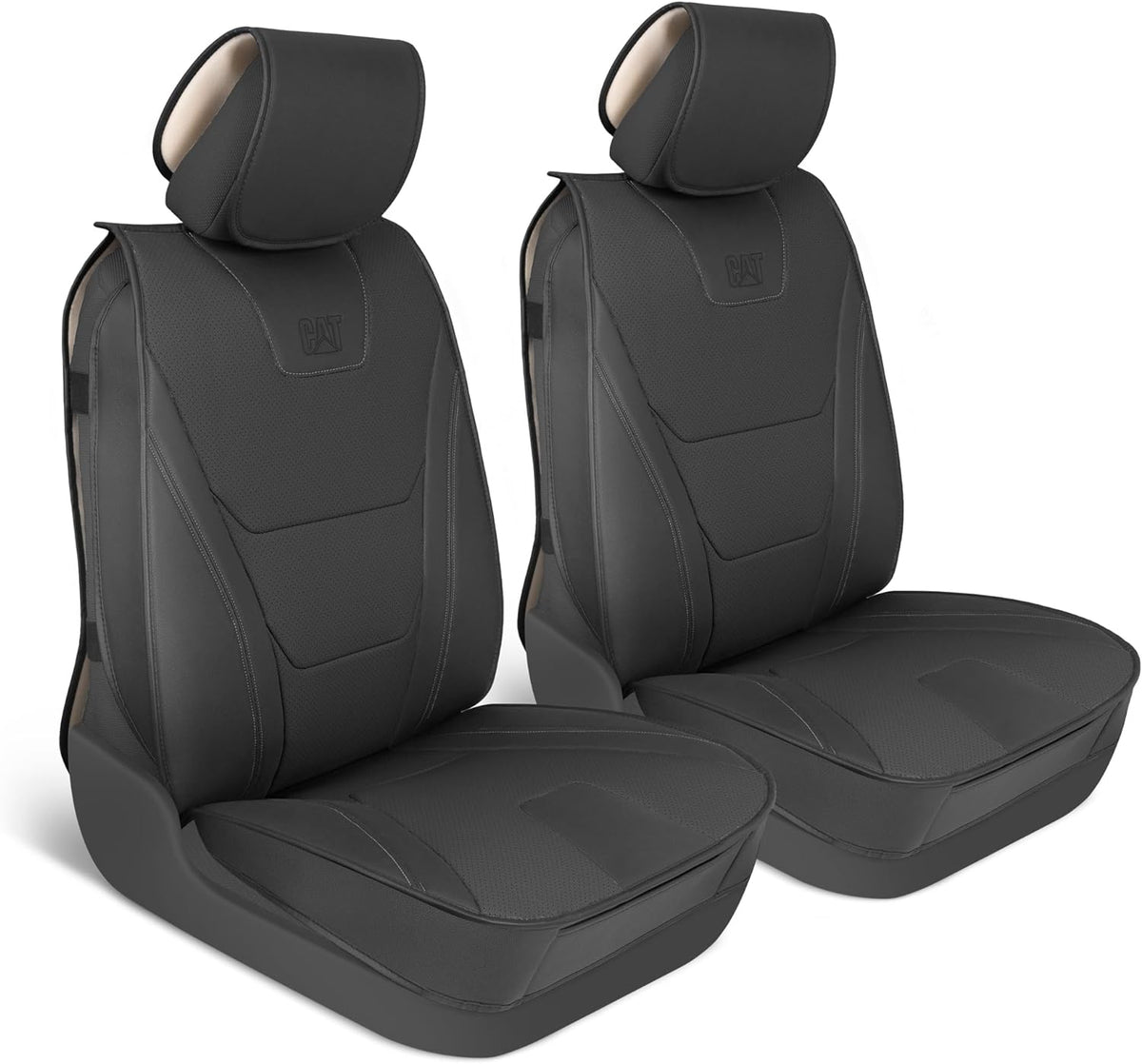 CAT® Edge Deluxe Car Seat Covers für Vordersitze - Premium Zwei-Tone Faux Ledersitz Abdeckungen für Autos mit Universal Fit, Robuste Autositz Abdeckungen für LKW, Innensitz Abdeckungen für SUV