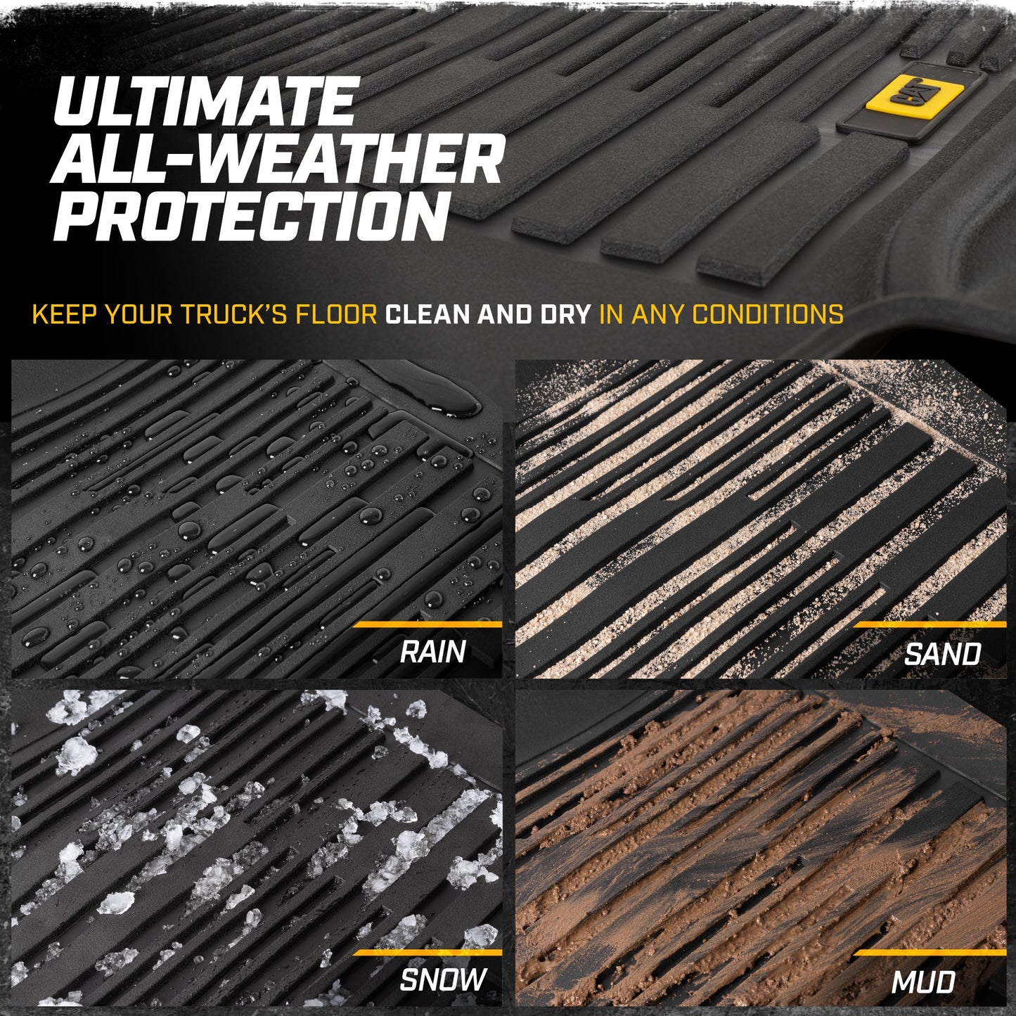 CAT 3-Stück JustFit 3D Vorderbodenmatten und Hinterbodenmatten für Dodge Ram 1500 Crew Cab 2009-2018, Dodge Ram 2500/3500 Crew Cab 2010-2018, Dodge Ram Classic 2019-2024