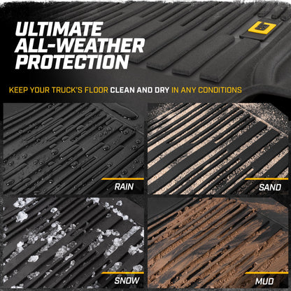 CAT 3-Stück JustFit 3D Vorderbodenmatten und Hinterbodenmatten für Dodge Ram 1500 Crew Cab 2009-2018, Dodge Ram 2500/3500 Crew Cab 2010-2018, Dodge Ram Classic 2019-2024