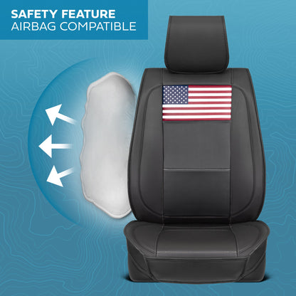 MotorBox American Flag Seat Abdeckungen für LKW, Autos und SUV - Napa Leder US Car Seat Abdeckungen American Flag Truck Zubehör - Car Seat Abdeckung Patriotic American Flag Car Zubehör Autositz Protektor