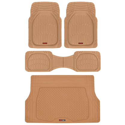 MotorTrend 4-Stück FlexTough Deep Dish Vorderbodenmatten, Hinterbodenmatte und Trunk / Cargo Mat - Heavy Duty, All Weather, Trim to Fit