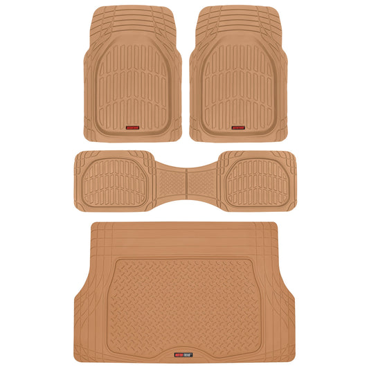 MotorTrend 4-Stück FlexTough Deep Dish Vorderbodenmatten, Hinterbodenmatte und Trunk / Cargo Mat - Heavy Duty, All Weather, Trim to Fit