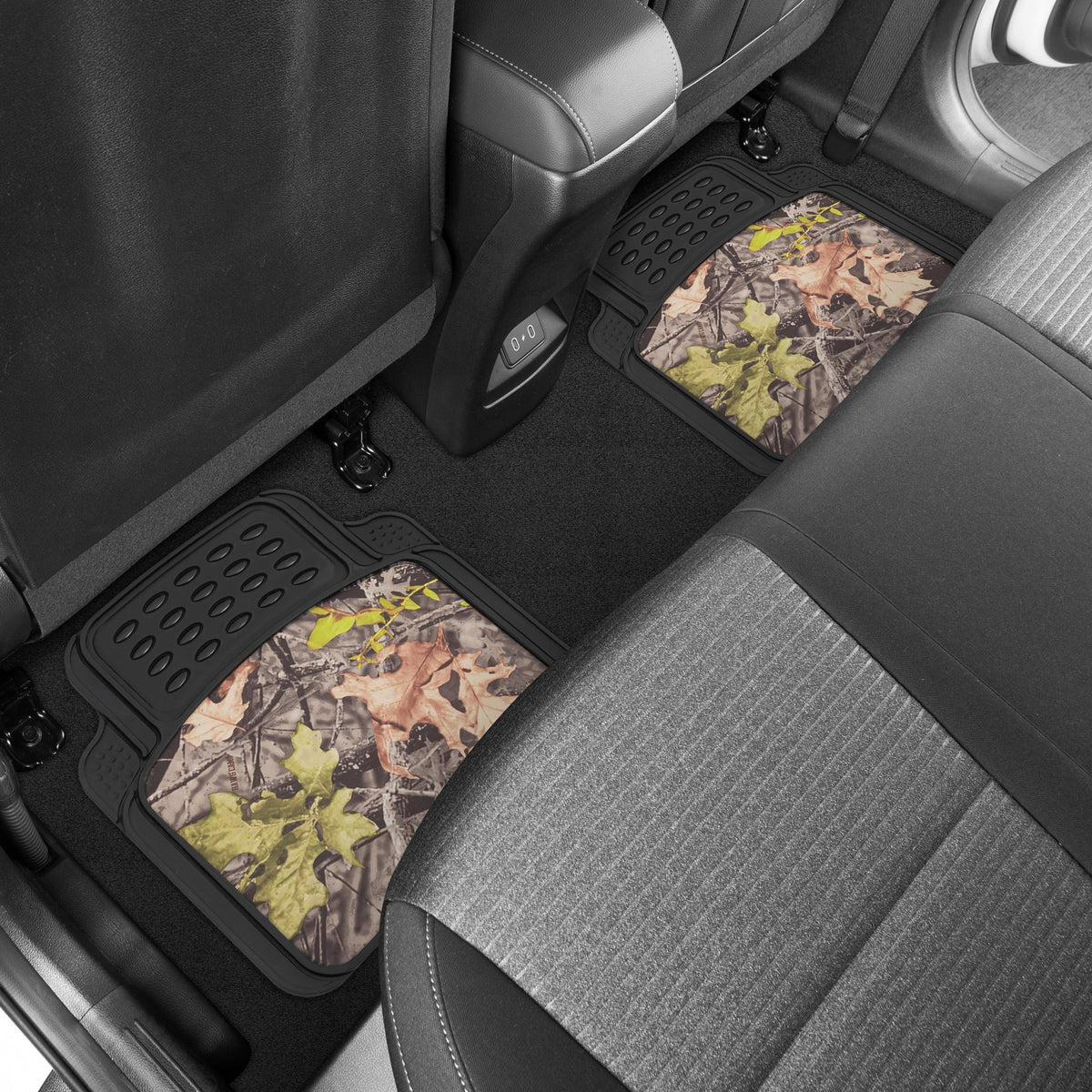 BDK 4-Piece Forest Floor Camo Front Floor Matts und Rear Floor Matts - Heavy Duty, All Weather, Trimmable