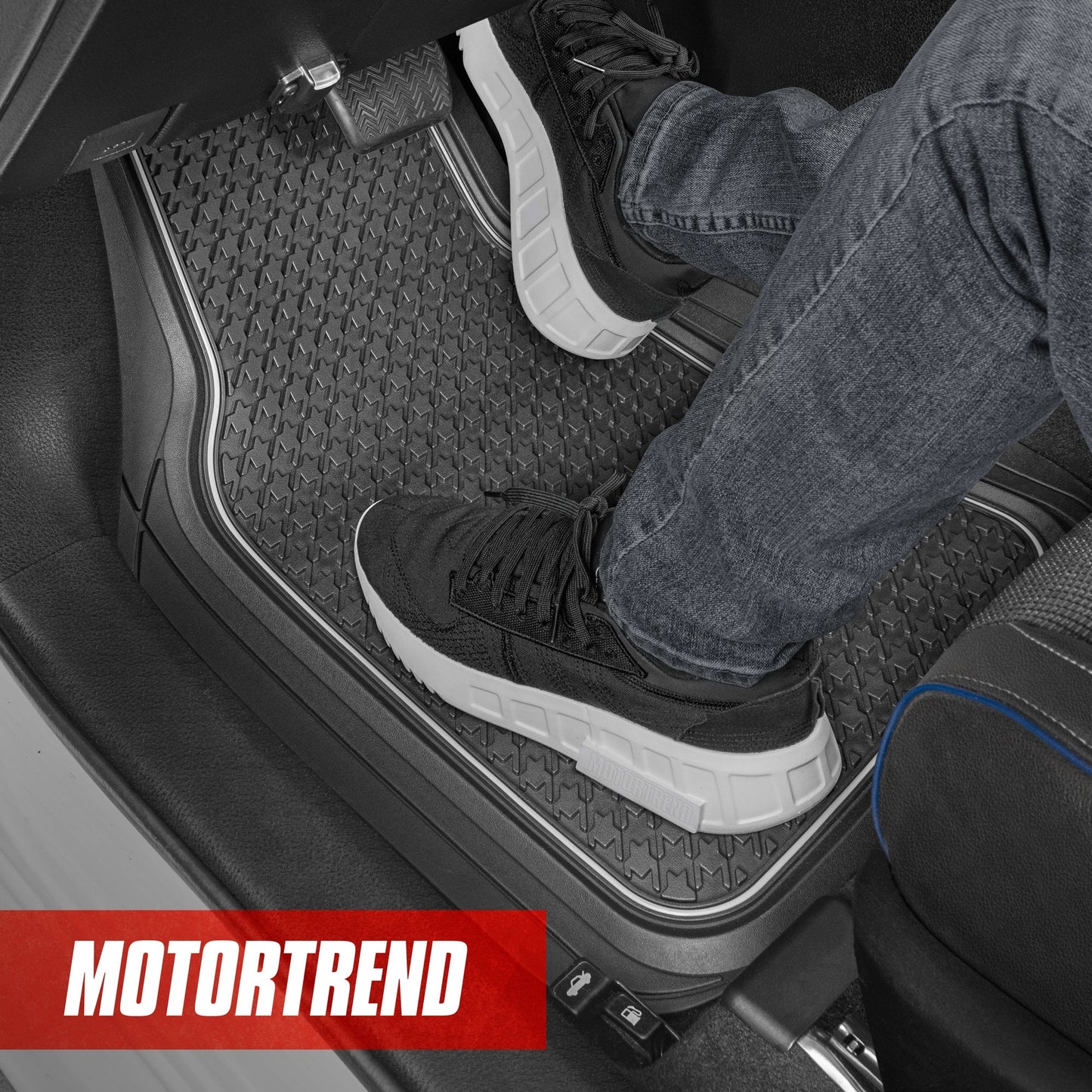 MotorTrend 4-Piece Houndstooth Pattern Vorderbodenmatten und Hinterbodenmatten - Heavy Duty, All Weather, Trimmen, um zu passen