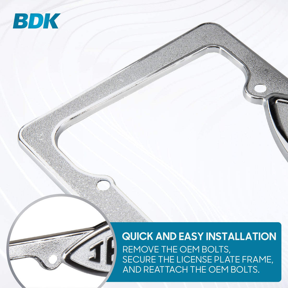 Rostbeständiges verchromtes Die-Cast-Edelmetall-Lizenzplattenrahmen / -halter Universalgröße - Blank Metal Design (Paket von 2)