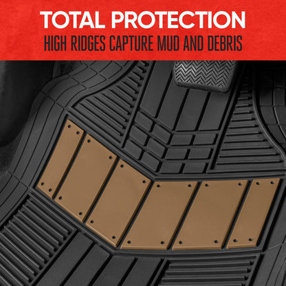 MotorTrend 4-Piece DualFlex Deep Drainage Kanäle Vorderbodenmatten und Hinterbodenmatten - Heavy Duty, All Weather, Trimmen Sie, um zu passen