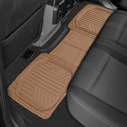 MotorTrend 3-Stück FlexTough Plus Deep Dish Line Rillen Vorderbodenmatten und Hinterbodenmatte - Heavy Duty, All Weather, Trimmen Sie, um zu passen
