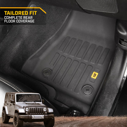 CAT 3-Piece JustFitTM 3D Frontliner Mats und Rear Liner Mats für Jeep Wrangler 4XE (2021 - 2026) - Heavy Duty, All Weather, Custom Fit