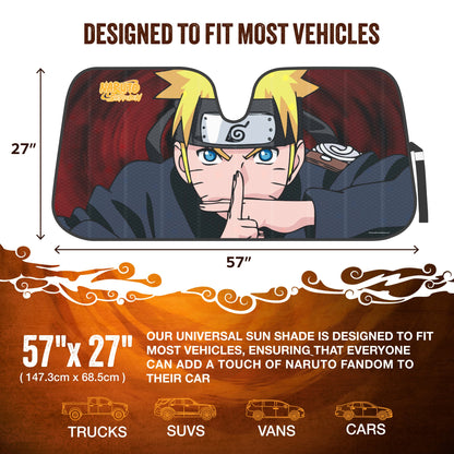 Naruto Shippuden Offiziell lizenzierte Windschutzscheibe Sonnenschutz - Car Sun Shade passt die meisten Autos, LKWs, SUV, & Van - Akatsuki Naruto Merch & Anime Zubehör für Autos - Sunshade Auto Windschutzscheibe - 57 'x 27'