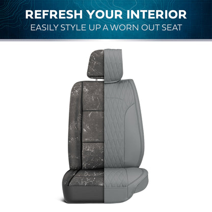 Car Seat Covers - DiamondLux Edition Premium Faux Leather Seat Protectors - Doppelkreuz-Nähte gepolsterte Automobilzubehör für LKW, SUVs, Autos - Front Seat Set