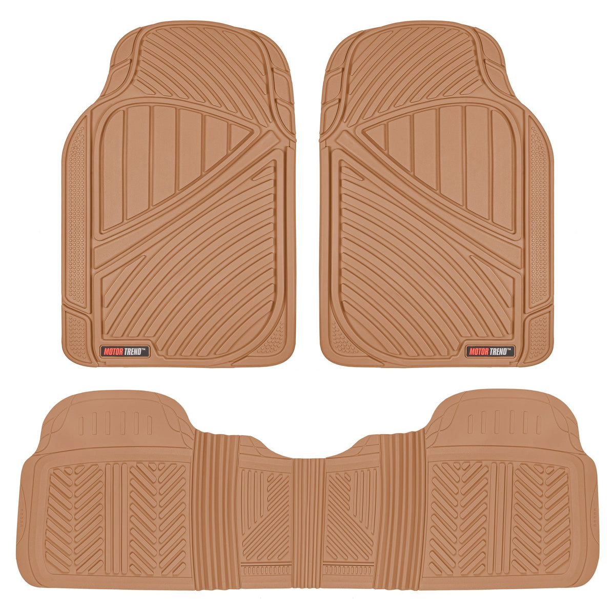 MotorTrend 3-Stück FlexTough Performance Deep Channel Front Floor Matts und Rear Floor Mat - Heavy Duty, All Weather, Trimm to Fit