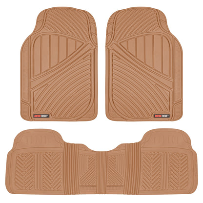 MotorTrend 3-Stück FlexTough Performance Deep Channel Front Floor Matts und Rear Floor Mat - Heavy Duty, All Weather, Trimm to Fit