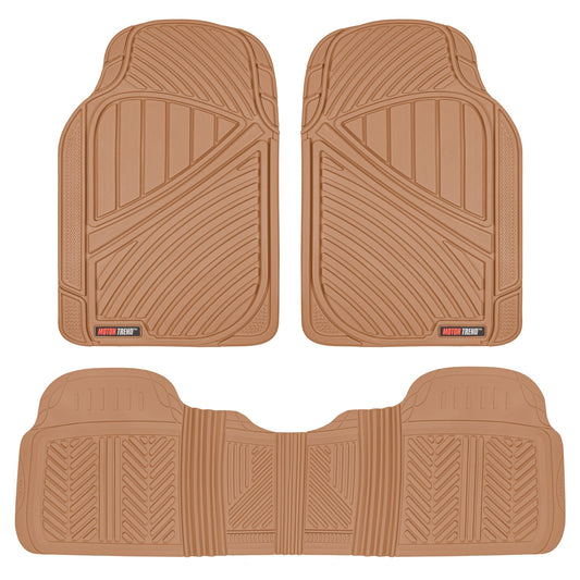 MotorTrend 3-Stück FlexTough Performance Deep Channel Front Floor Matts und Rear Floor Mat - Heavy Duty, All Weather, Trimm to Fit