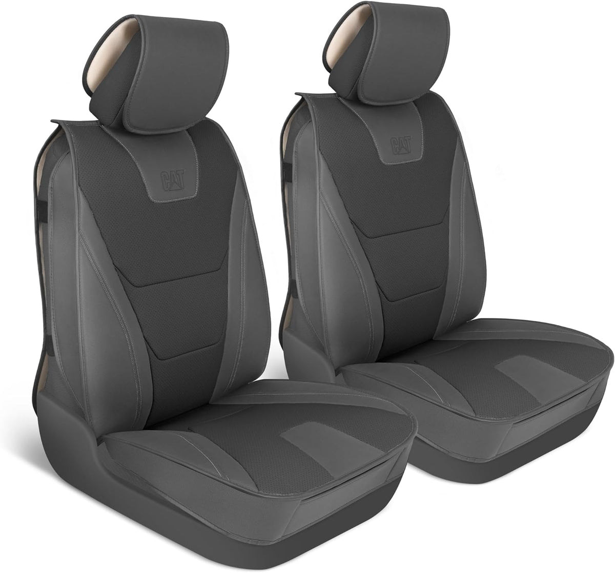 CAT® Edge Deluxe Car Seat Covers für Vordersitze - Premium Zwei-Tone Faux Ledersitz Abdeckungen für Autos mit Universal Fit, Robuste Autositz Abdeckungen für LKW, Innensitz Abdeckungen für SUV
