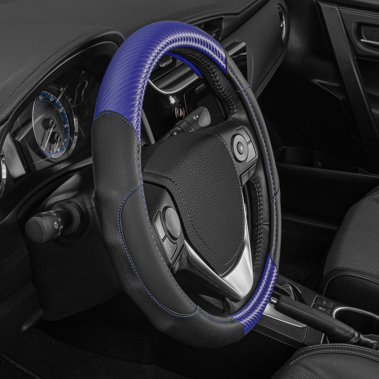 MotorTrend GripDrive Carbonfaser weben Ergonomic Grip Lenkrad Abdeckung (Fits 14.5' - 15.5')
