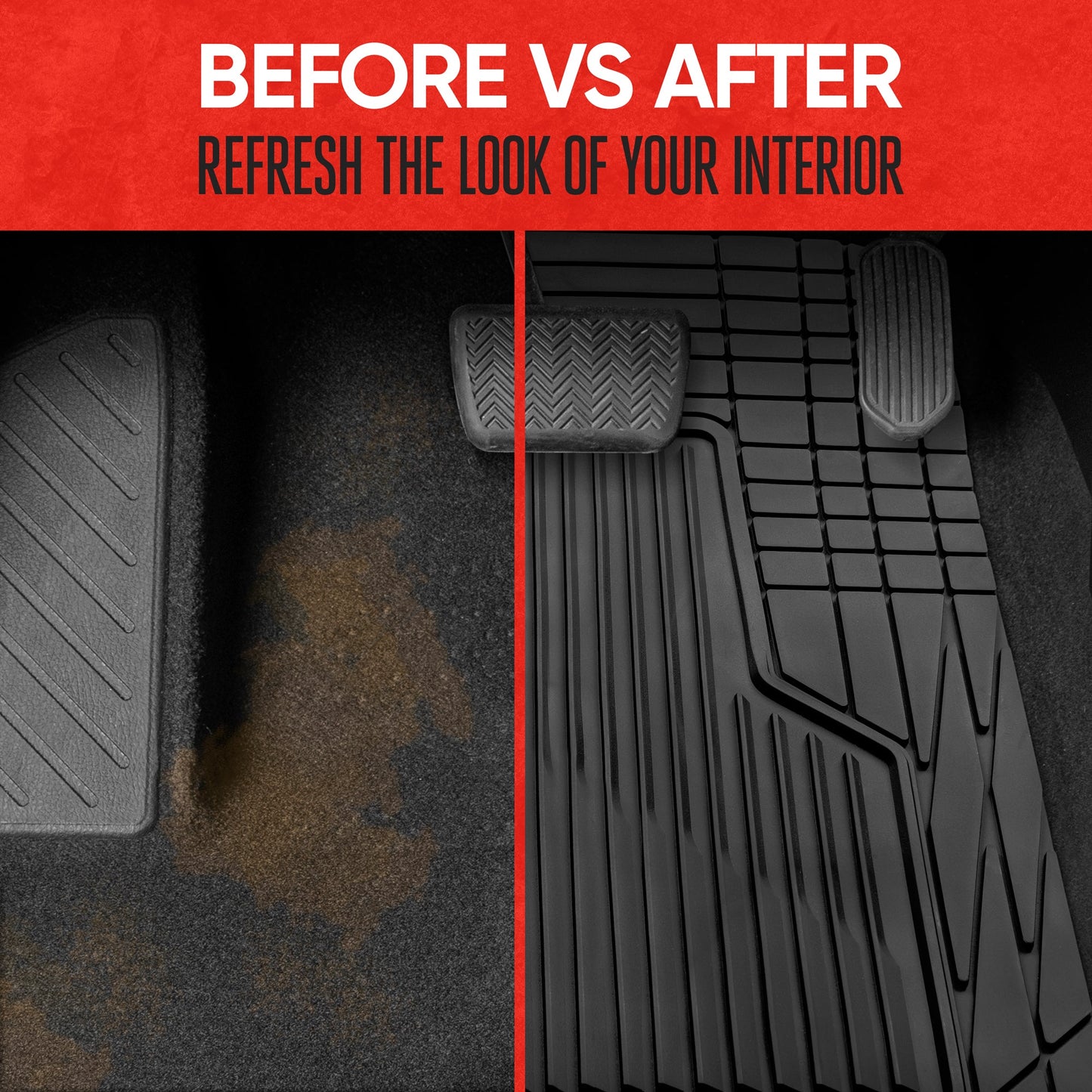 MotorTrend 3-Piece Raised Ridge Multi-Channel Front Floor Matts und Rear Floor Mat - Heavy Duty, All Weather, Trim to Fit