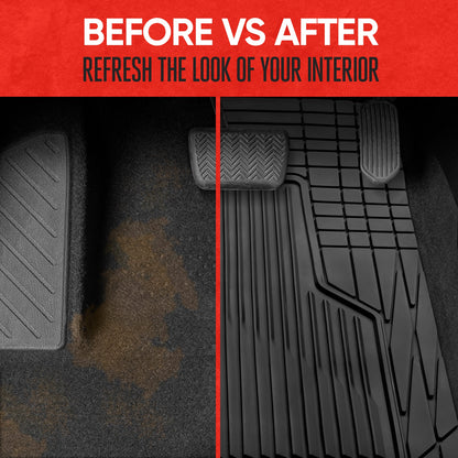 MotorTrend 3-Piece Raised Ridge Multi-Channel Front Floor Matts und Rear Floor Mat - Heavy Duty, All Weather, Trim to Fit