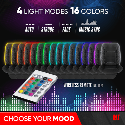MotorTrend 2-Piece LED-Vordersitzbezug - 16 Farben & 4 Lichtmodi