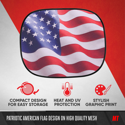 MotorTrend 2-Pack EasyCling Amerikanisches US-Flaggenfenster Sonnenschirme (18' x 14')