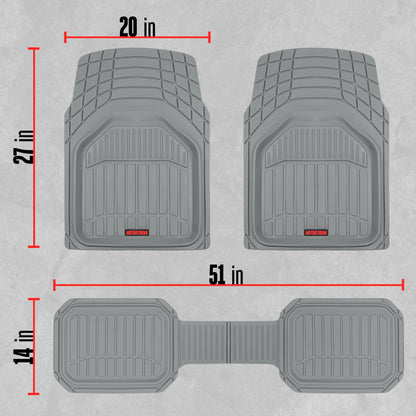 MotorTrend 3-Stück FlexTough Defender Vorderbodenmatten und Hinterbodenmatte - Heavy Duty, All Weather, Trimmen Sie, um zu passen