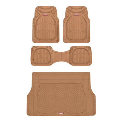 MotorTrend 4-Stück FlexTough Deep Dish Vorderbodenmatten, Hinterbodenmatte und Trunk / Cargo Mat - Heavy Duty, All Weather, Trim to Fit