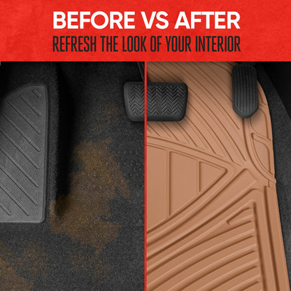 MotorTrend 3-Stück FlexTough Performance Deep Channel Front Floor Matts und Rear Floor Mat - Heavy Duty, All Weather, Trimm to Fit