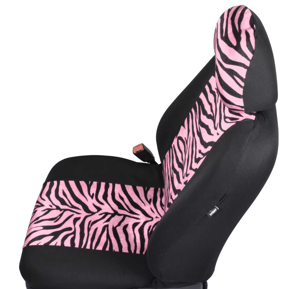 BDK 12-Piece Pink Tiger Vordersitzbezüge, Rücksitzbezüge, Sitzgurtpads und Lenkradbezüge (Fits 14.5' - 15.5')
