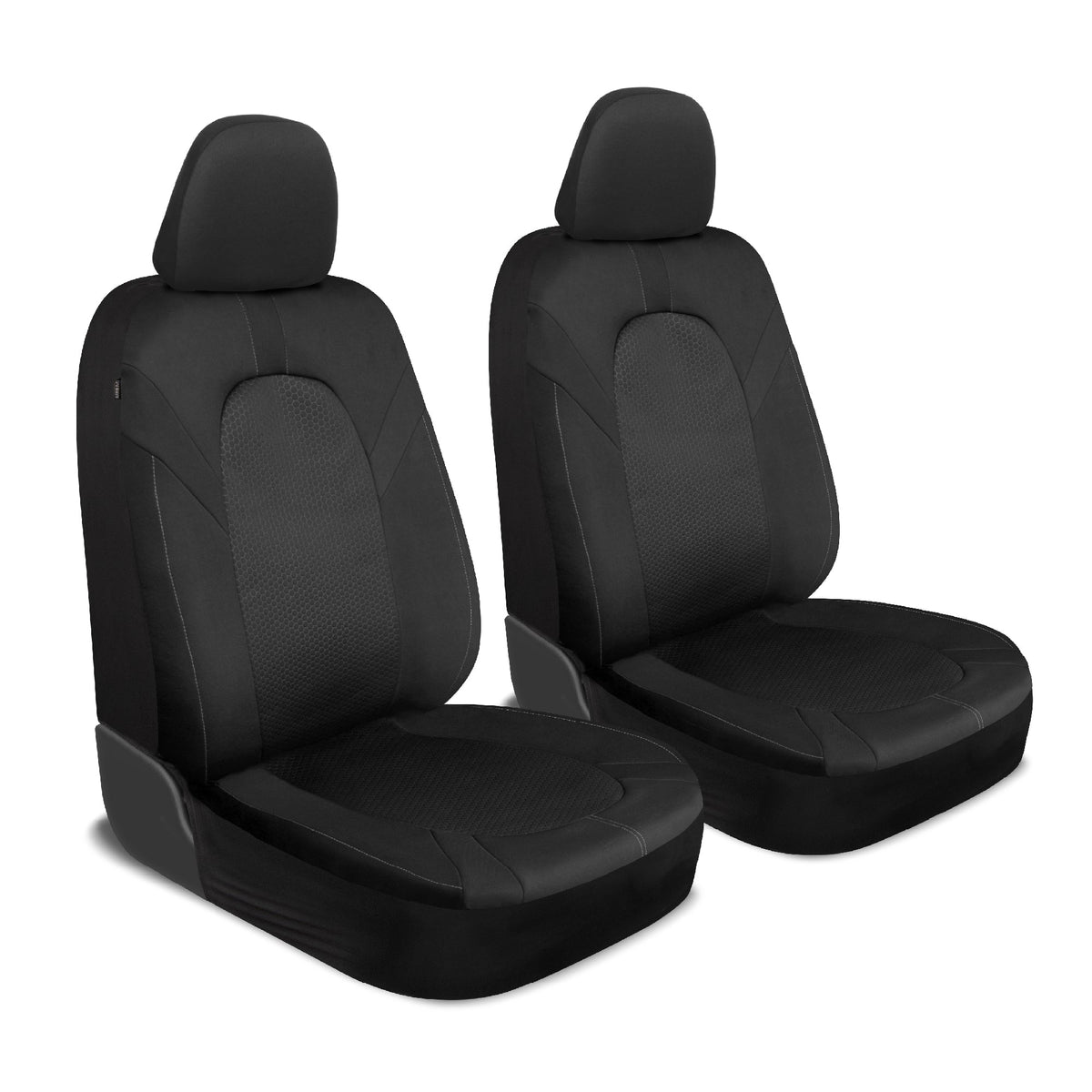 Motor Trend Honeycomb Polyester-Sitzbezüge - Semi Universal Fit Front Seat Protector für die meisten Autos, LKWs, SUVs - Atemberaubendes Hex-Design, einfach zu installieren, Schwarz & Grau Autositzbezug