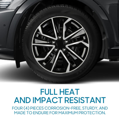 BDK 40,6 cm Hubcaps Set von 4 - OEM Ersatz Snap-On Wheel Rim Covers - Universal Fit Car Wheel Cover für Autos, LKW, SUV, Vans Durable ABS Black & Silver 10-Spoke Hub-Cap Car Zubehör Außen