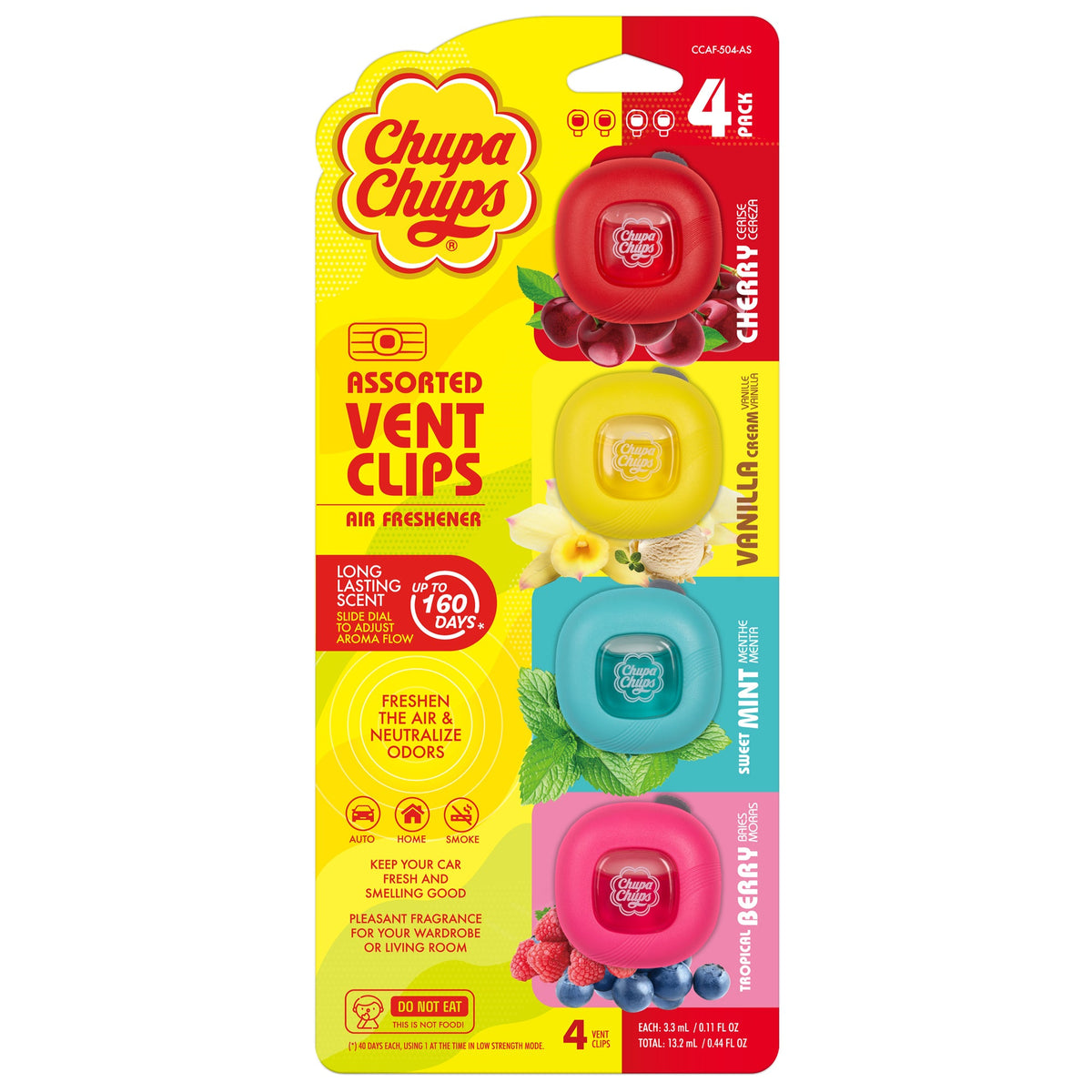 Chupa Chups Auto Lufterfrischer, Vanille Creme - Langlebige Autoerfrischer mit lustigen Düften, bunte und lebendige Lufterfrischer für Auto, einzigartige Autoerfrischer Parfüm Deodorizer Refresher Fragrance