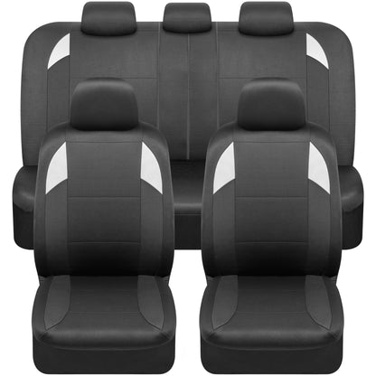 BDK carXS Monaco Sitzbezüge für Autos Vollständig, Beige Tri-Tone Vordersitzbezüge mit Split Rear Bench Back Seat Cover, Automobilsitzbezüge für LKW SUV Van Auto (Mehrere Farben)