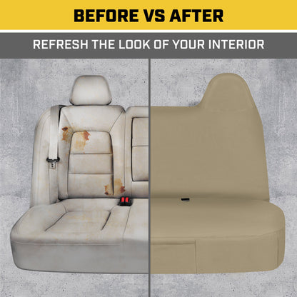Cat® Custom Fit Vordersitzbezug für Ford F250 / F350 / F450 / F550 (1999-2007) - Langlebiger Oxford Beige Truck Seat Cover mit Utility Taschen, Ford F250 Super Duty Interior Cover