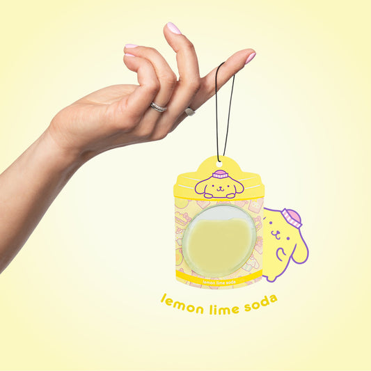 Hello Kitty und Freunde Car Air Freshener (Pompompurin - Zitronenlime Soda) Hängen Gel Area Deodorizer, lang anhaltende Autodüfte Air Freshener, niedliches Automotive Sanrio Zubehör Dekor, 2-Pack