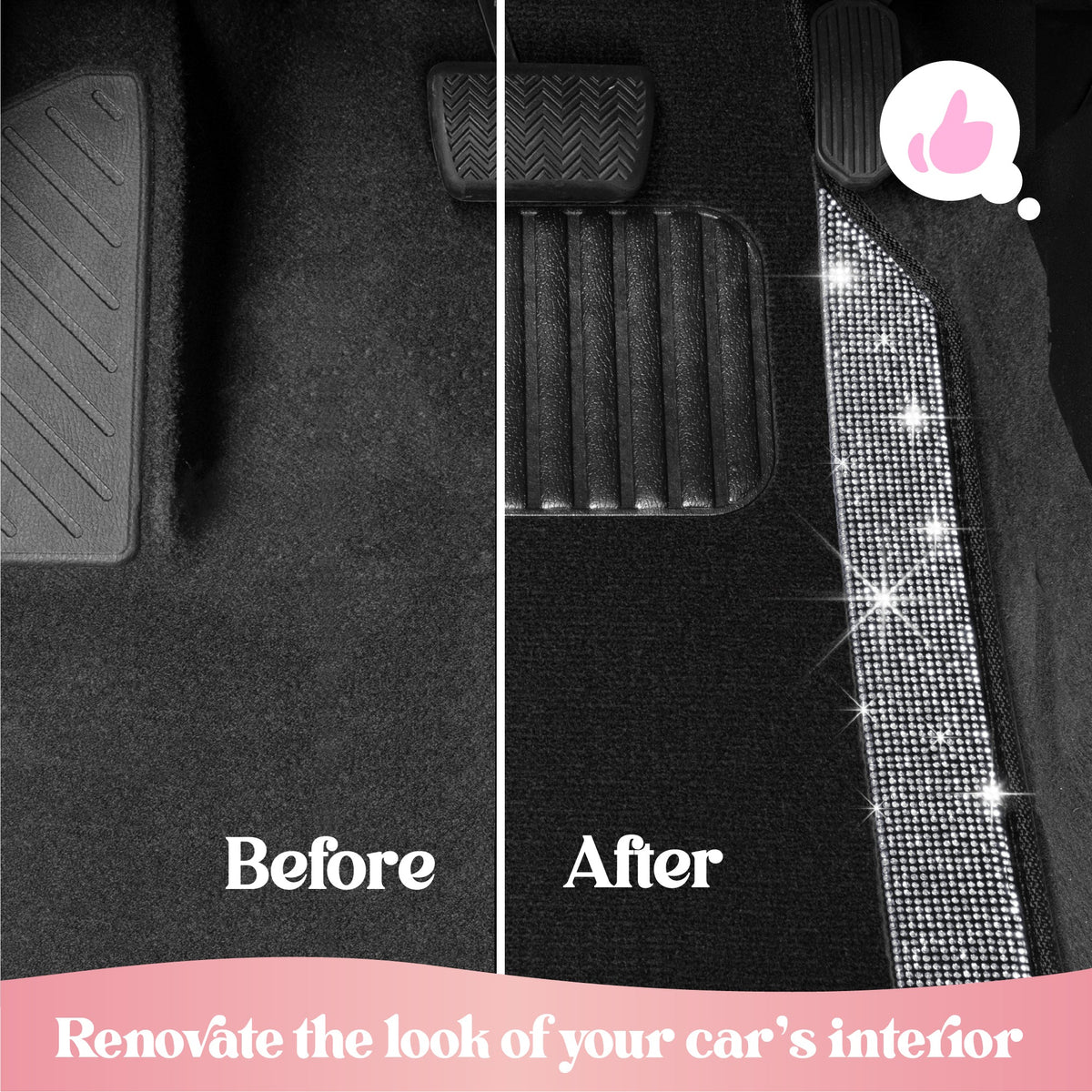 Carbella 4-Piece Diamond Bling Vorderbodenmatten und Hinterbodenmatten - weiß