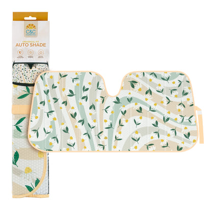 C&C Sage Floral Car Windschutzscheibe Sonnenschutz - Sun Visor SunShade für Auto-Windschutzscheibe - Fensterschirme für Autos, SUV & Truck - Dash Cover UV-Schutz für Front-Fensterschutz Zubehör - 57' x 27'