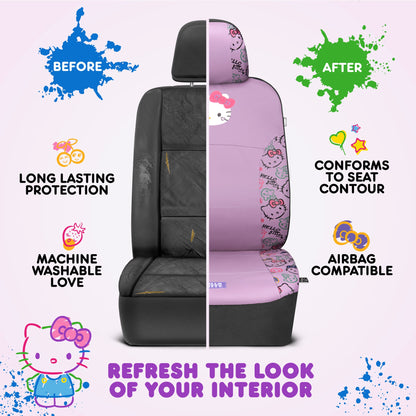 Hello Kitty Car Seat Covers - Niedliche Purple Seat Covers, Autozubehör Geschenk Hello Kitty Zubehör 2pc Lavendel Car Seat Covers