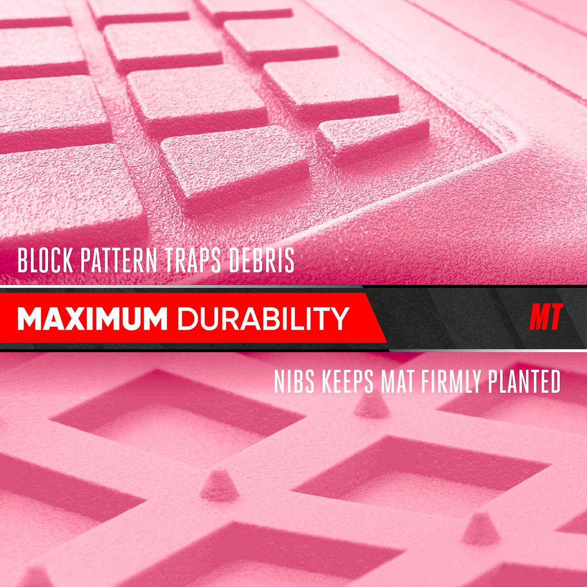 Motor Trend FlexTough Rear Cargo Mat – Heavy-Duty Trimmable Car Trunk Mat für die Rückseite des SUV, Universal Rear Cargo Liner für SUV, Flexible Trunk Liner, Automotive Floor Mats & Cargo Liners (Pink)