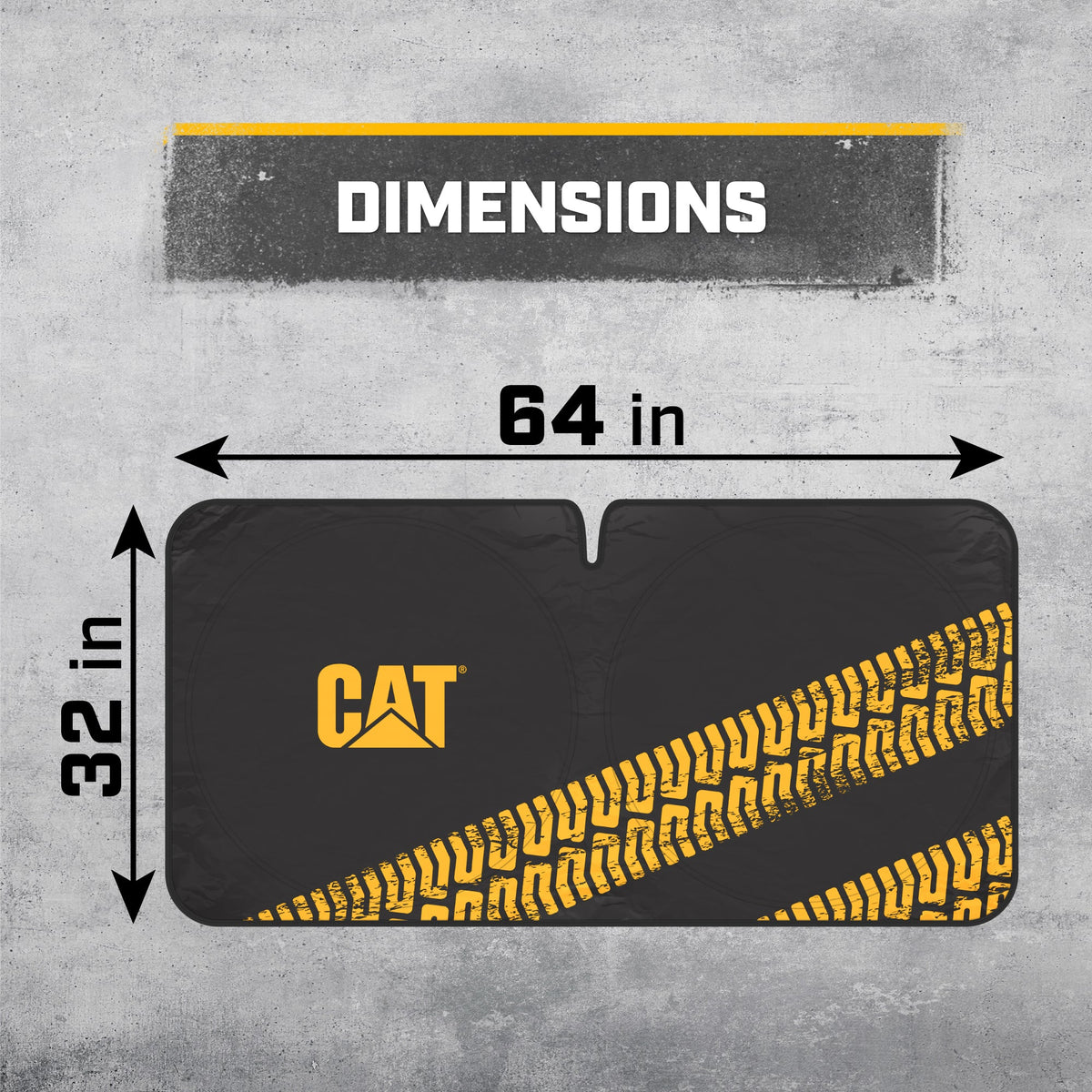 CAT Tread Marks Pop-Up Front Windschutzscheibe Sunshade XL (64' x 32')