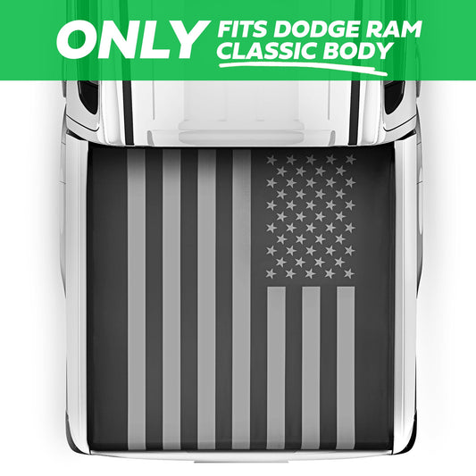 MotorBox USA Black American Flag Soft Roll-Up Retractable Tonneau Cover für Ram 1500 (2002 - 2023), Ram 2500 (2003 - 2020), Ram 3500 (2003 - 2020) - 6,4' Bett