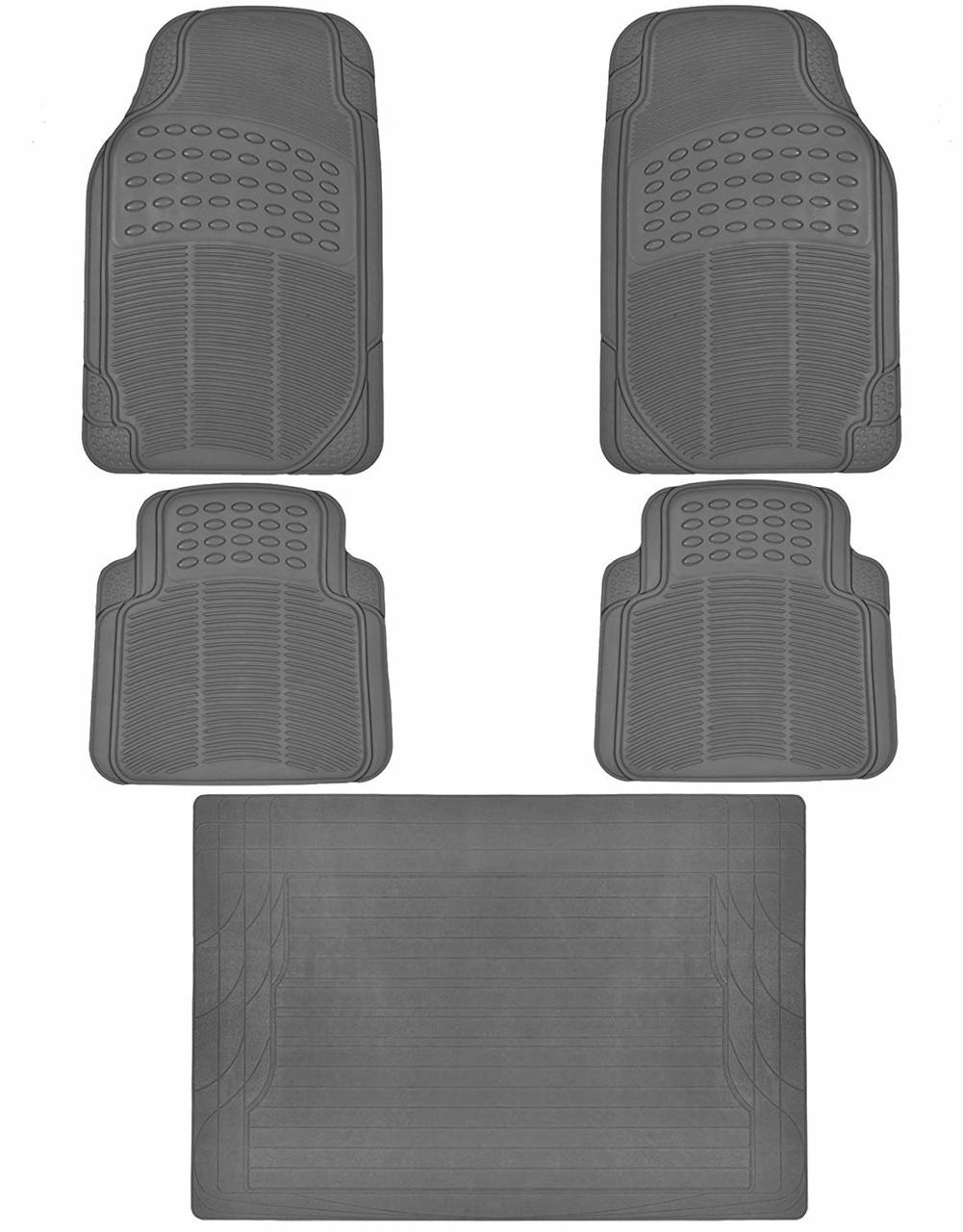 BDK 5-Piece Cushioned Grip Pad Vorderbodenmatten, hintere Bodenmatten und Cargo Liner - Heavy Duty, All Weather, Trimmen Sie, um zu passen