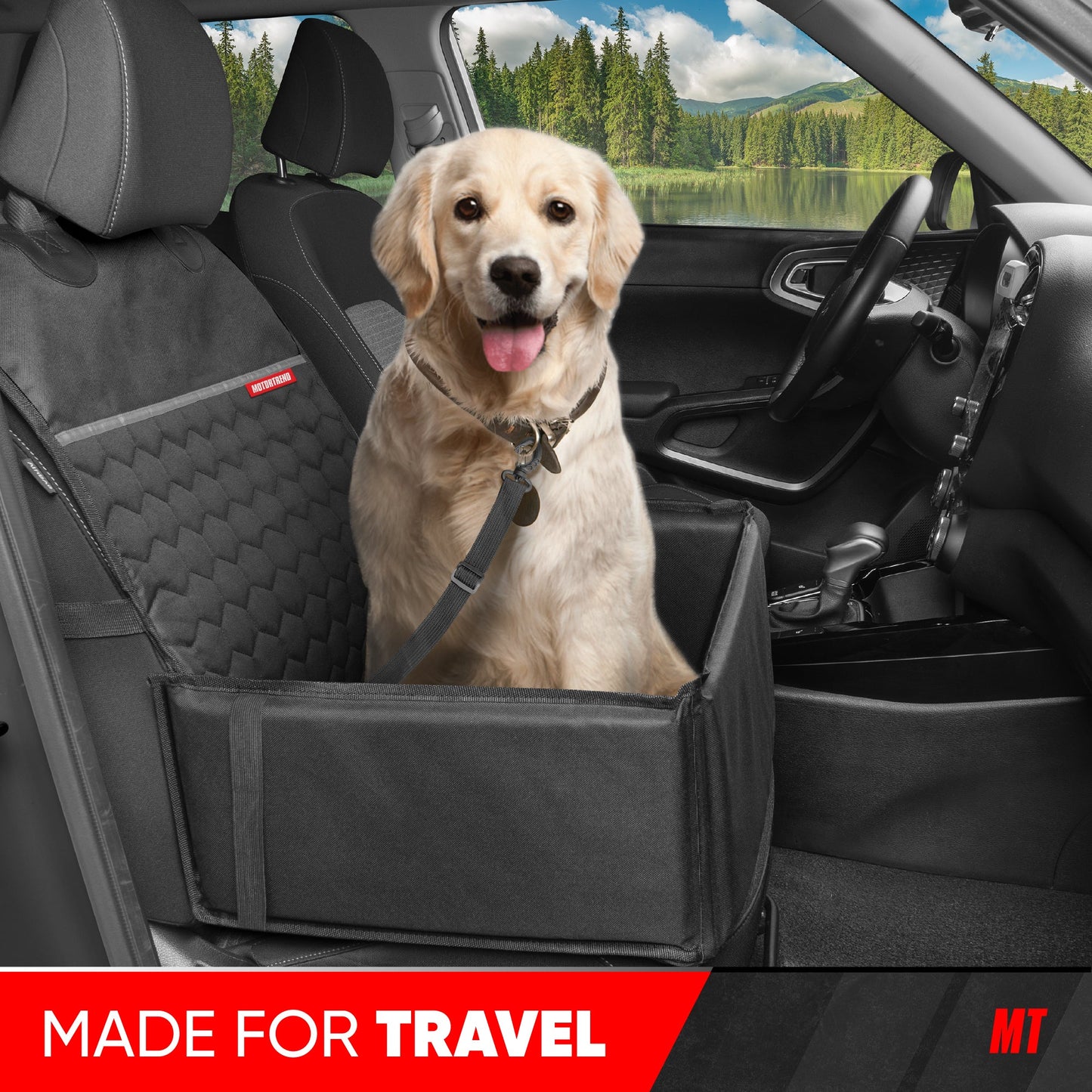 Motor Trend Dog Car Seat - 2 in 1 wasserdichter Faltbarer Bucket Style Truck Dog Booster für mittelgroße und kleine Hunde - Pet Car Protector & Pet Anxiety Seat - Universal Fit für Autos, LKW und SUV