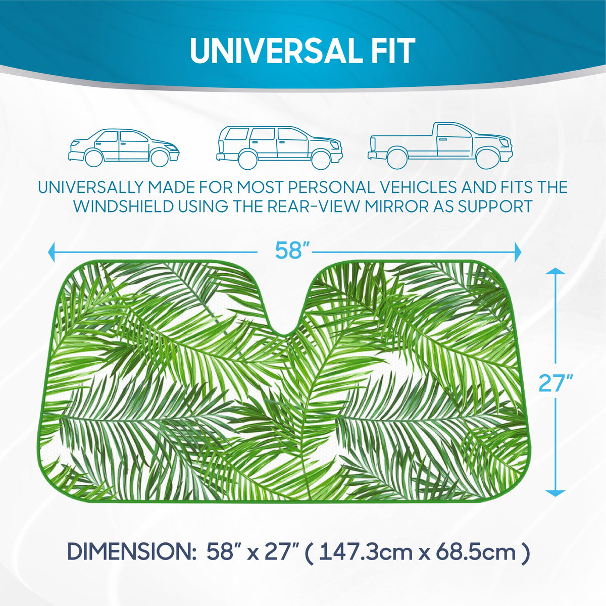 BDK Tropical verlässt Front Windschutzscheibe Sonnenschirm (58' x 28')