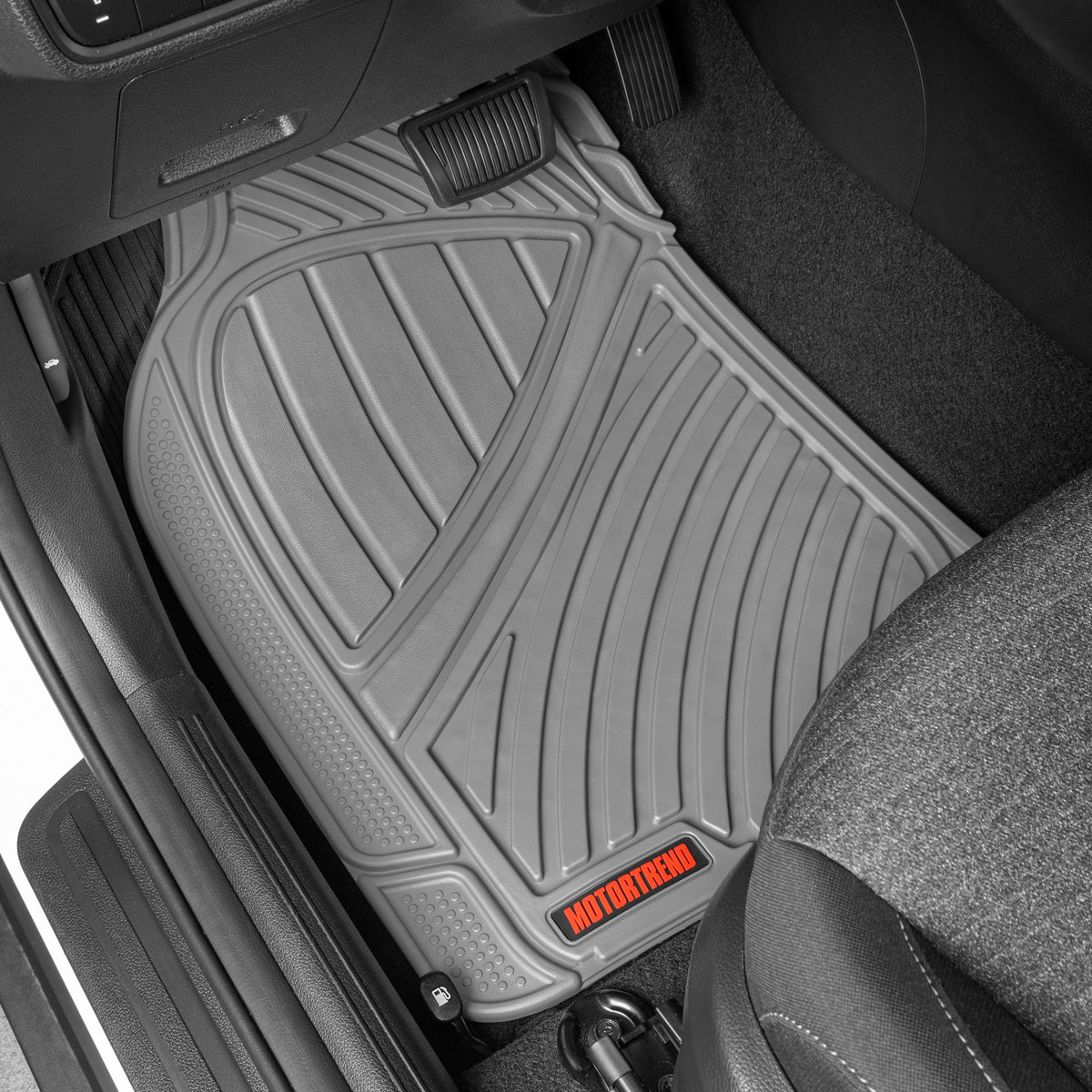 MotorTrend 3-Stück FlexTough Performance Deep Channel Front Floor Matts und Rear Floor Mat - Heavy Duty, All Weather, Trimm to Fit