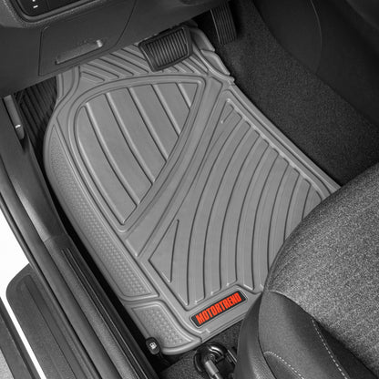 MotorTrend 3-Stück FlexTough Performance Deep Channel Front Floor Matts und Rear Floor Mat - Heavy Duty, All Weather, Trimm to Fit