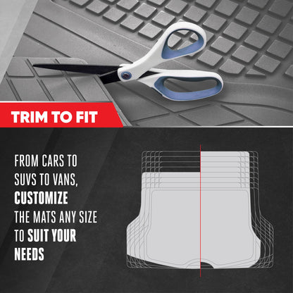 MotorTrend FlexTough Square Groove Trunk / Cargo Liner Mat - Heavy Duty, All Weather, Trim to Fit (54' x 37')