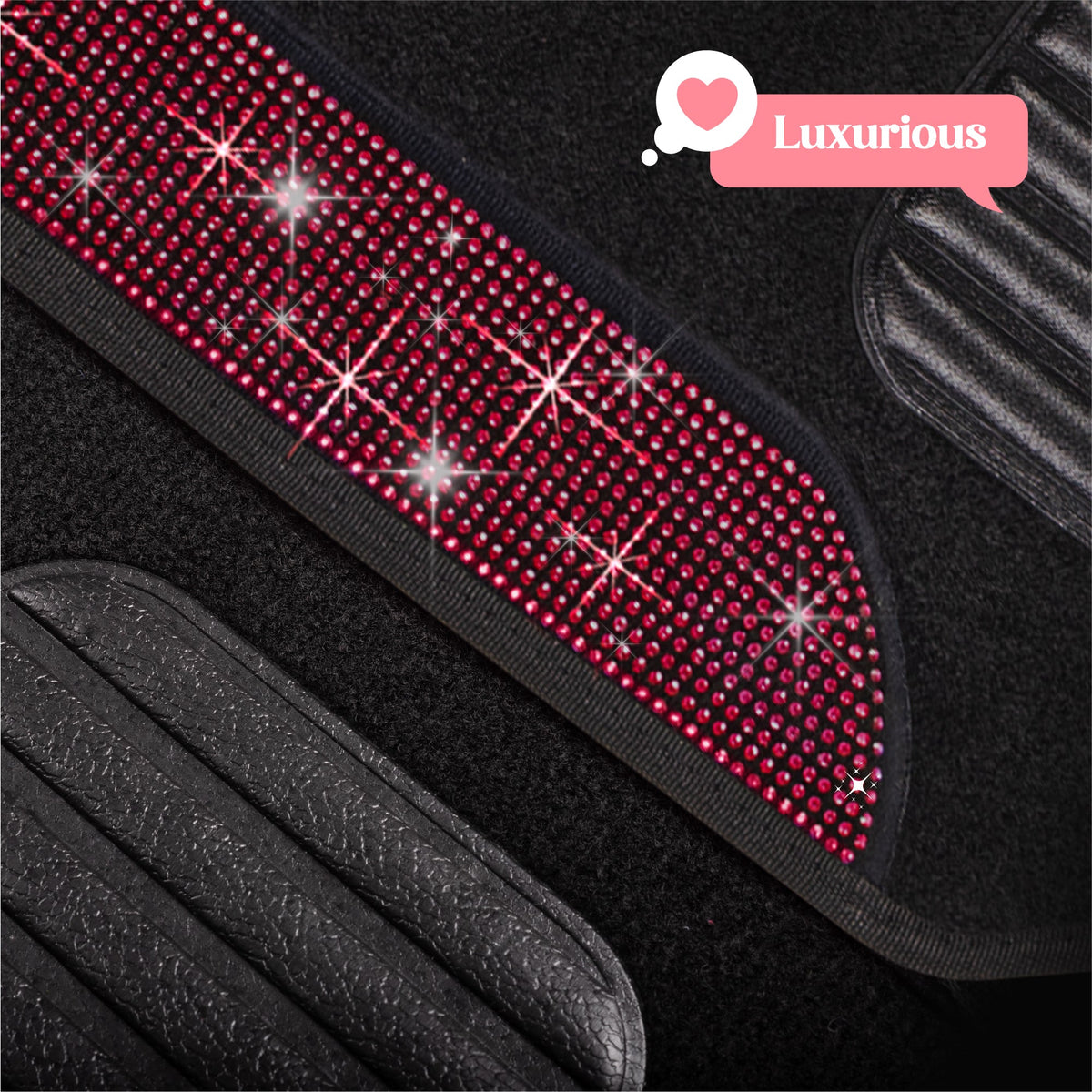 Carbella 4-Piece Diamond Bling Vorderbodenmatten und Hinterbodenmatten - Rot