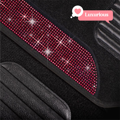 Carbella 4-Piece Diamond Bling Vorderbodenmatten und Hinterbodenmatten - Rot